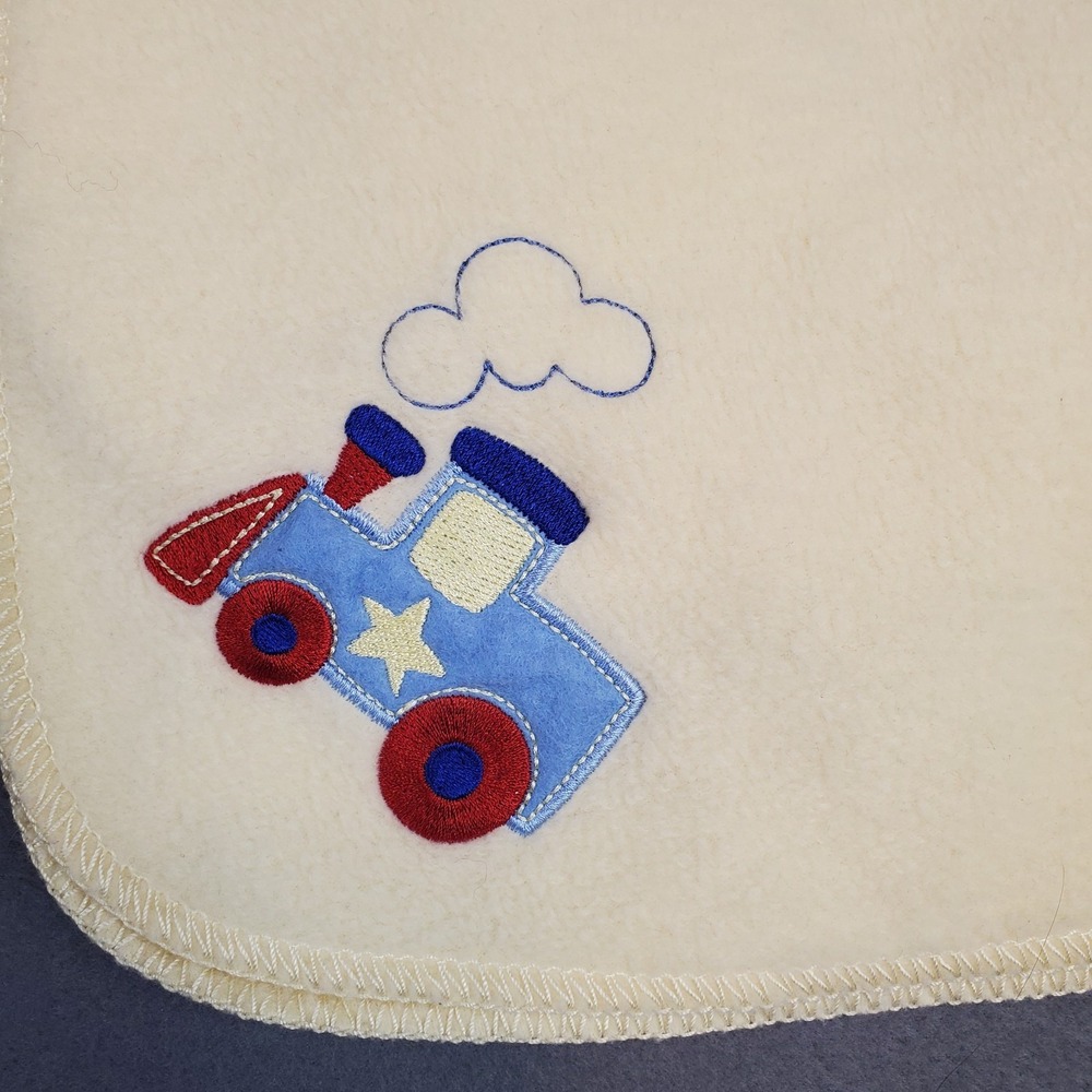Crown Crafts Train‎ Applique Yellow Baby Blanket Acrylic Polyester Fleece 29x31"